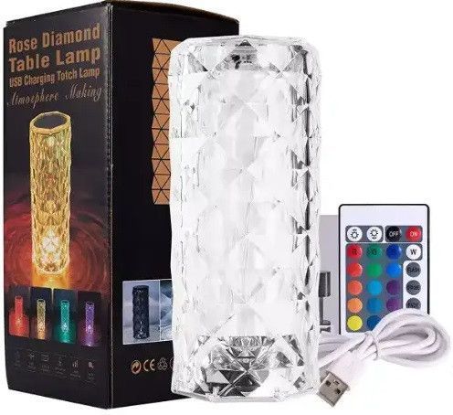 Настольная светодиодная кристаллическая лампа RIAS Rose Diamond RGB с пультом (3_04418) 3_04418 фото