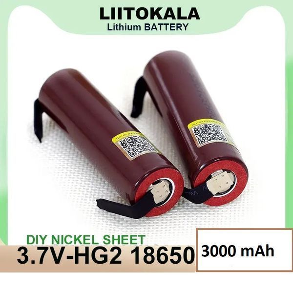 Акумулятор батарея LiitoKala HG2-N 18650 Li-ion 3000mAh 3.7V з контактами під пайку Burgundy 1шт (7_02594) 7_02594 фото