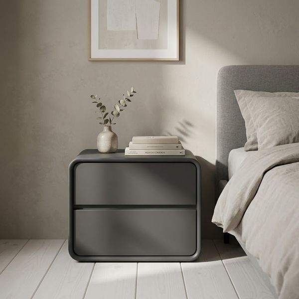 Приліжкова тумба RIAS P328 з двома ящиками 40x40x47 см DarkGrey (3_08164) 3_08164 фото