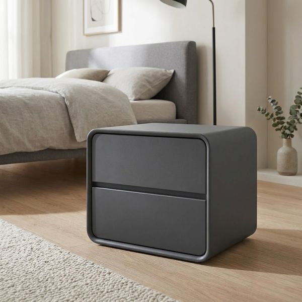 Приліжкова тумба RIAS P328 з двома ящиками 40x40x47 см DarkGrey (3_08164) 3_08164 фото