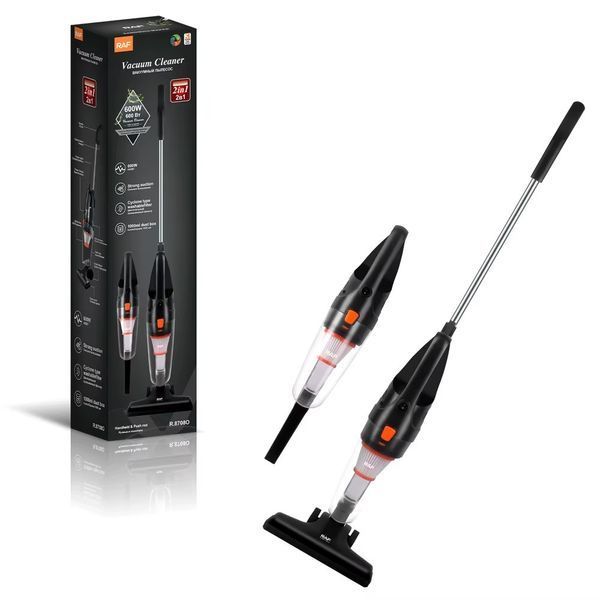 Пылесос колбовый вертикальный RAF R.8708 2в1 циклонный фильтр 1L 600W Black (3_07122) 3_07122 фото