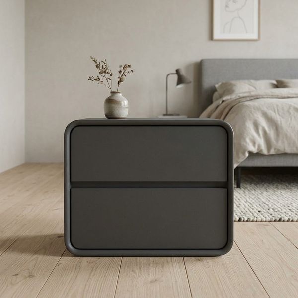 Приліжкова тумба RIAS P328 з двома ящиками 40x40x47 см DarkGrey (3_08164) 3_08164 фото