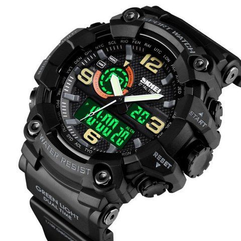 Наручний чоловічий годинник Skmei 1520BK з підсвічуванням 5 АТМ Black (7_02545) 7_02545 фото