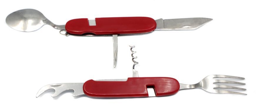 Мультитул туристический с ложкой и вилкой RIAS D73 6в1 Red (7_01269) 7_01269 фото