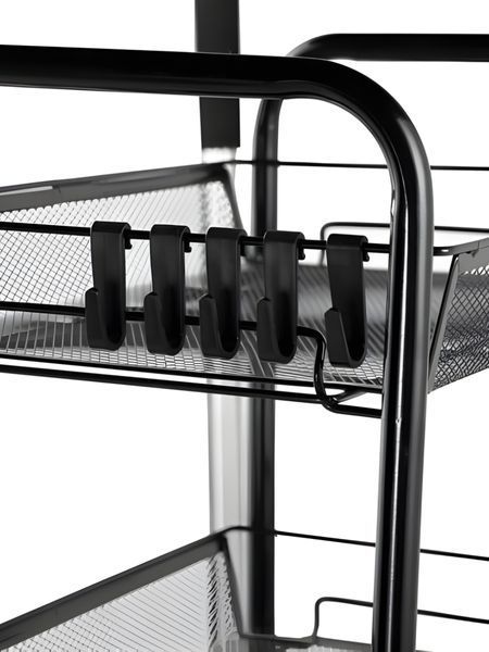 Стелаж етажерка на колесах RIAS Three Layer Shelf 3 яруси 63.5x43.5x25 см Black (3_08403) 3_08403 фото