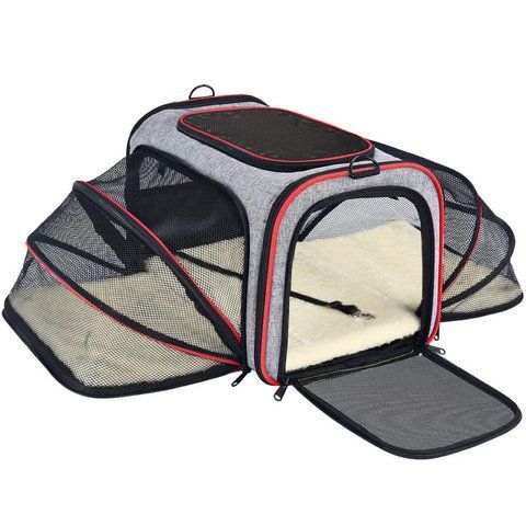 Розкладна сумка для перенесення домашніх тварин CosmoPet CP-05 78x47x29см Grey-Red (3_04992) 3_04992 фото