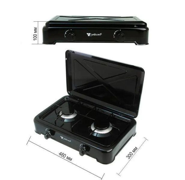 Газовая плита настольная Yucell O-200-LPG 2 конфорки 2700W Black (3_05962) 3_05962 фото