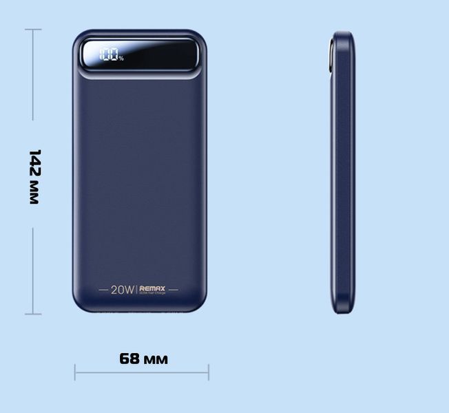 Внешний аккумулятор Power Bank Remax RPP-520 с быстрой зарядкой 10000 mAh Blue (3_02509) 3_02509 фото