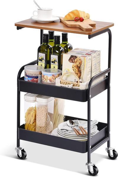 Журнальний столик RIAS 26015 триярусний на колесах з кошиками 75x42x29 см Black (3_08404) 3_08404 фото
