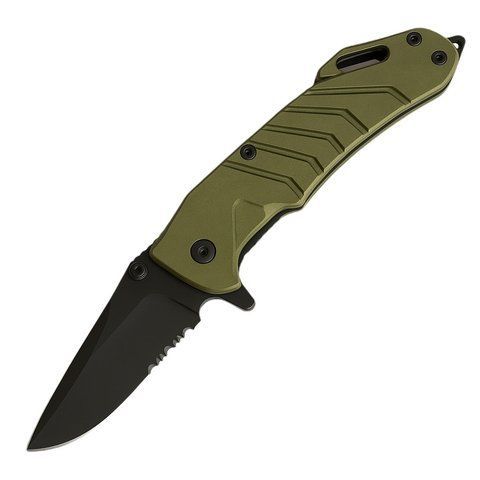 Розкладний ніж Tiger USA 2288 із серрейтором та склобоєм 21см Green (7_02153) 7_02153 фото