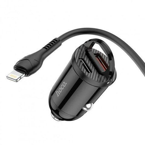 Автомобильное зарядное устройство от прикуривателя Hoco NZ2 PD30W USB+Type-C с кабелем Lightning 7_02683 фото