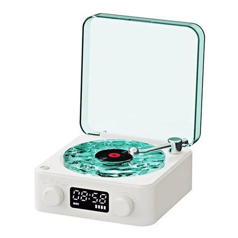 Портативна Bluetooth колонка RIAS KW03 у вигляді програвача пластин з RGB-підсвічуванням 5W White 3_06899 фото