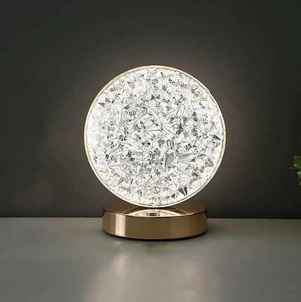 Настольная светодиодная кристаллическая лампа RIAS Round Diamond Gold (3_04626) 3_04626 фото