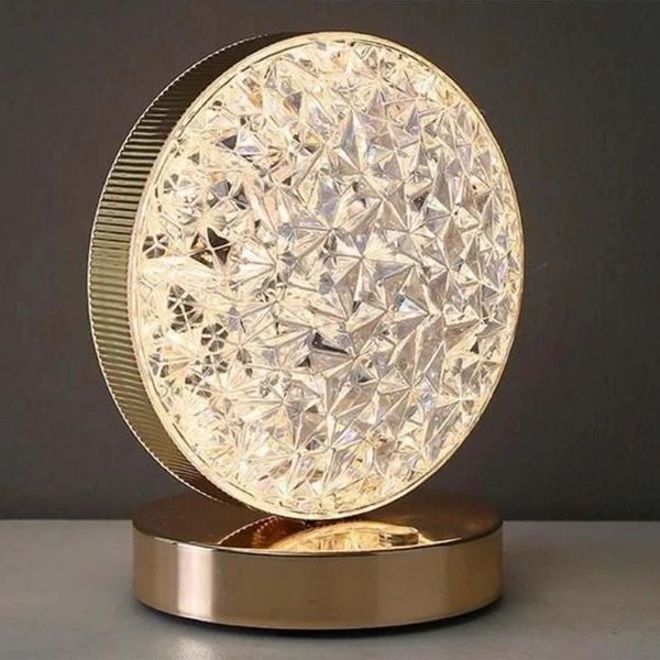 Настольная светодиодная кристаллическая лампа RIAS Round Diamond Gold (3_04626) 3_04626 фото
