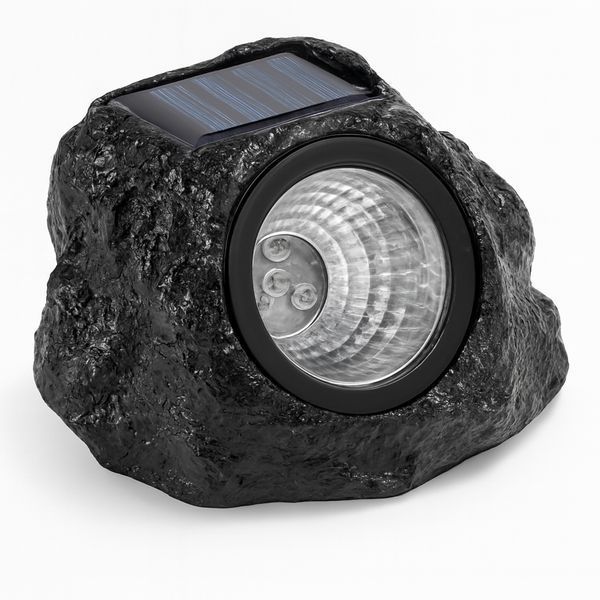 Ландшафтний світильник у вигляді каменю RIAS Garden Light Stone на сонячній батареї 1W Black (3_08117) 3_08117 фото