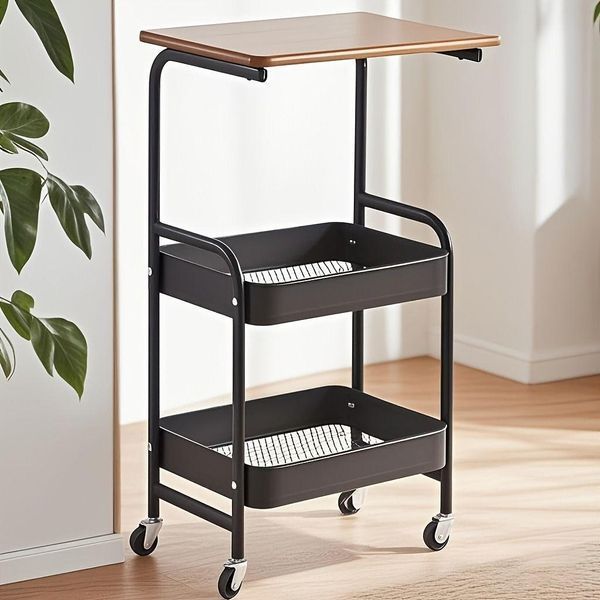 Журнальний столик RIAS 26015 триярусний на колесах з кошиками 75x42x29 см Black (3_08404) 3_08404 фото