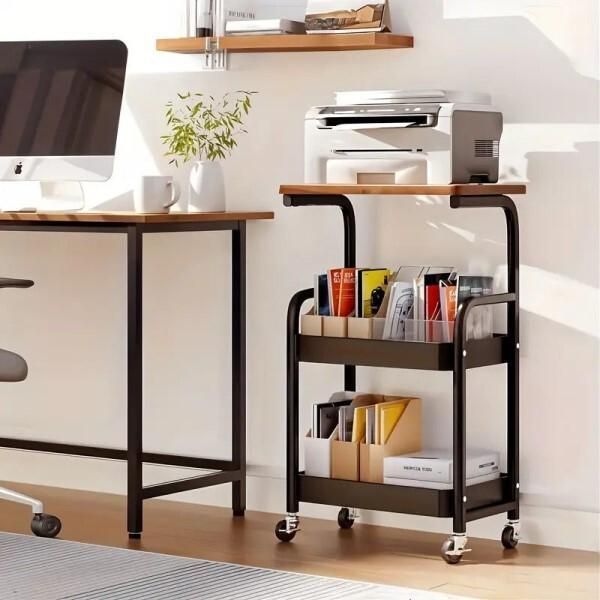 Журнальний столик RIAS 26015 триярусний на колесах з кошиками 75x42x29 см Black (3_08404) 3_08404 фото