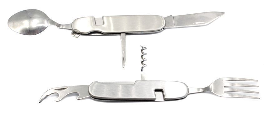 Мультитул туристичний з ложкою та виделкою RIAS G13 6в1 Silver (7_01271) 7_01271 фото