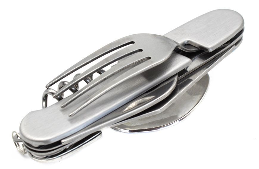 Мультитул туристичний з ложкою та виделкою RIAS G13 6в1 Silver (7_01271) 7_01271 фото