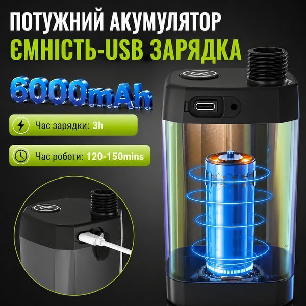Портативний душ RIAS LH-04 з акумулятором 6000 мА&middot;г та LED-дисплеєм Black (3_08410) 3_08410 фото