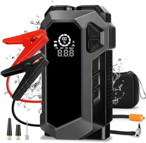 Пуско-зарядний автомобільний пристрій RIAS Jump Starter Q18 10000 mAh з ліхтариком та компресором (3_05541) 3_05541 фото