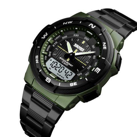 Наручные мужские часы Skmei 1370AG с подсветкой 5 АТМ Army Green (7_02548) 7_02548 фото