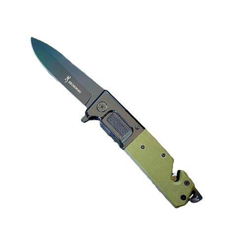 Тактический складной нож Browning 2135 с клипсой и стропорезом 23см Green-Black (7_02793) 7_02793 фото