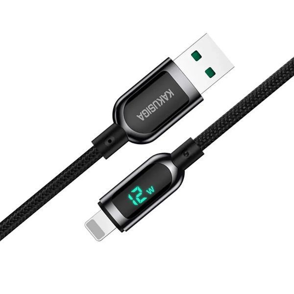 Кабель синхронизации Kakusiga KSC-599 Save Series USB - Lightning с дисплеем 5А 1.2 м Black (3_02854) 3_02854 фото