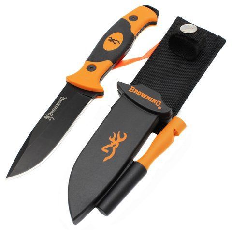 Тактический охотничий нож Browning A974 с Чехлом 21.5см Black-Orange (7_00360) 7_00360 фото