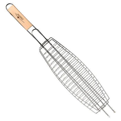 Решетка-гриль для рыбы Stenson MH-5413 переносная раскладная 60(+5)x36x12.5x3 см Silver (7_03210) 7_03210 фото