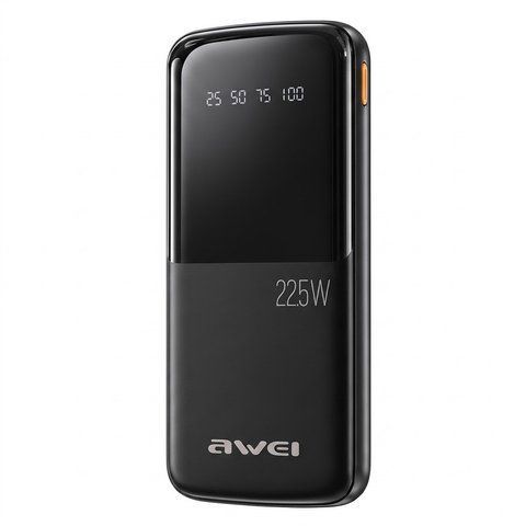 Зовнішній акумулятор Awei P10K 22.5W швидка зарядка 2xUSB+Type-C 10000 mAh Black (3_08264) 3_08264 фото