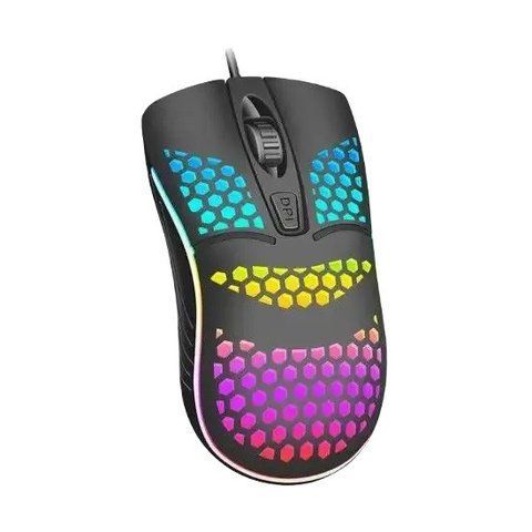 Мышь проводная RIAS KW-10 USB с RGB подсветкой Black (3_04475) 3_04475 фото