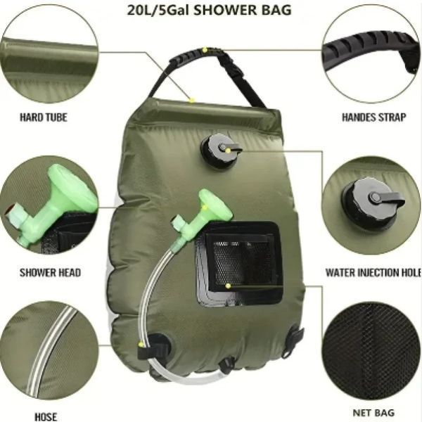 Походный душ RIAS R-20 для дачи и кемпинга с термометром 20L Green (3_08217) 3_08217 фото