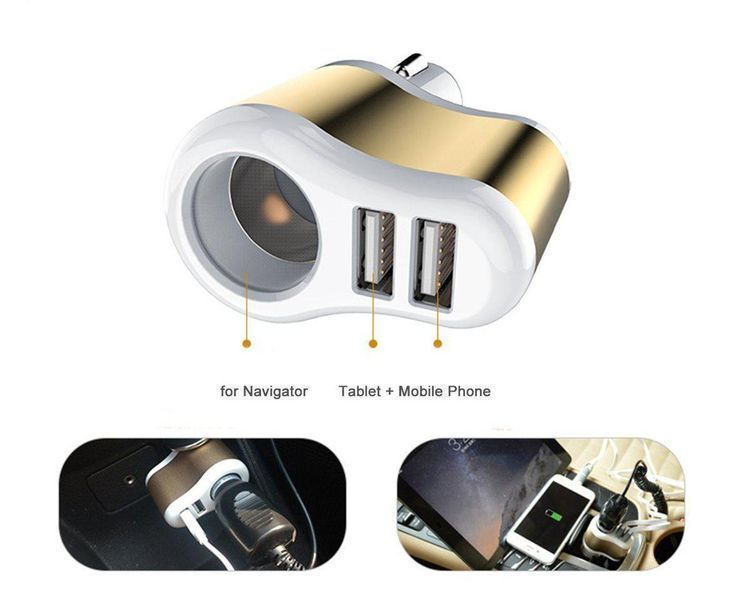 Автомобильное зарядное от прикуривателя 2 USB RIAS Gold (2_005250) 2_005250 фото