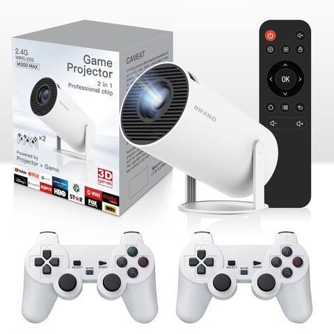 Проектор мультимедійний RIAS M300 Max LED 4K WiFi Bluetooth HDMI Android 12 з 2 джойстиками + SD 64GB White 3_05862 фото