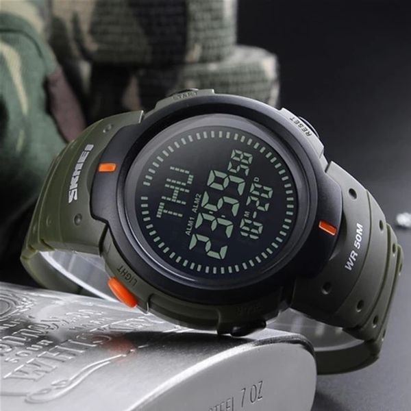 Наручные мужские часы Skmei 1231AG с подсветкой 5 АТМ Army Green (7_01121) 7_01121 фото