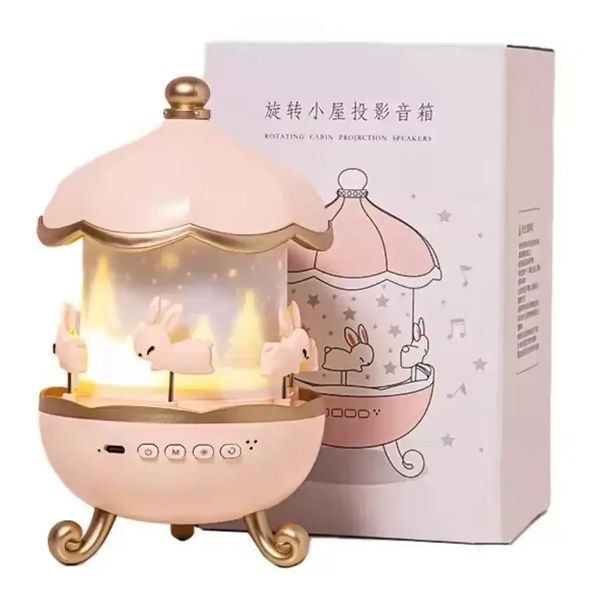Ночник-проектор "Карусель с кроликами" с 12 сменными слайдами Pink (3_07460) 3_07460 фото