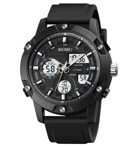 Наручные мужские часы Skmei 1757BKWT с подсветкой 5 АТМ Black-White (7_02247) 7_02247 фото