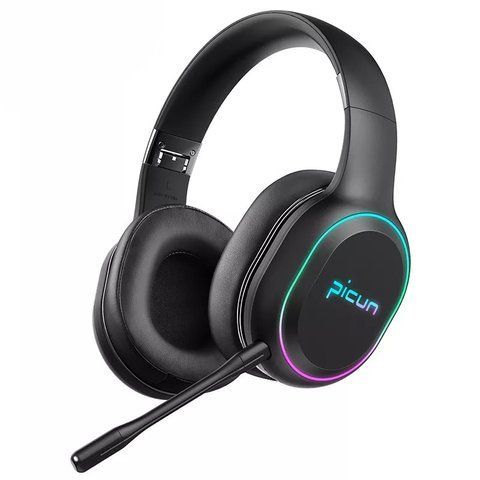 Беспроводные игровые наушники Picun P80X с микрофоном и RGB подсветкой Black (3_05770) 3_05770 фото