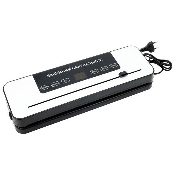 Вакумний пакувальник RIAS Vacuum Sealer 120W + 10 пакетів Black-White (3_08219) 3_08219 фото