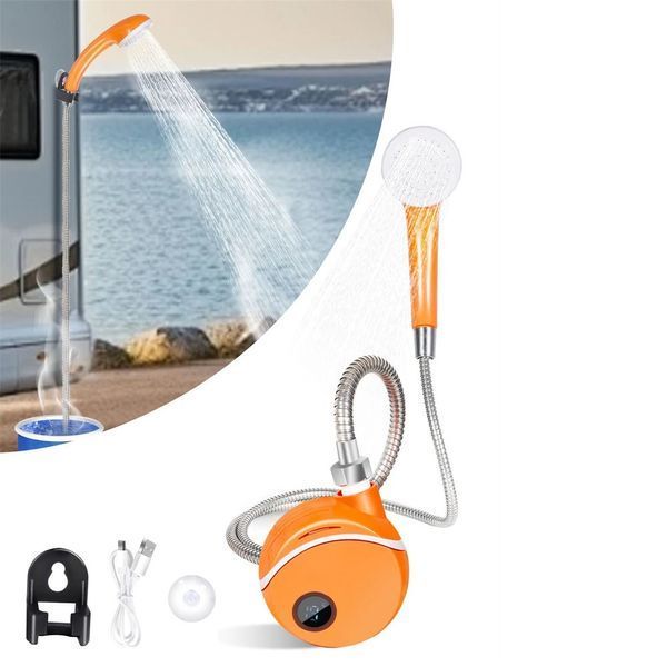 Аккумуляторный переносной душ RIAS Portable Outdoor Shower LCD с помпой Orange (3_06551) 3_06551 фото