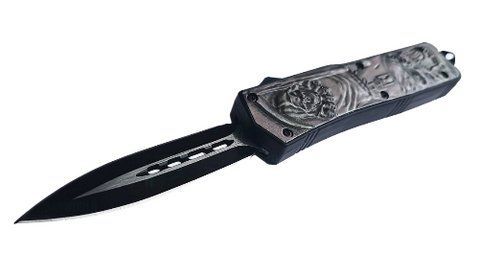 Выкидной нож фронтальный MicroTech 328 Skull с Чехлом 22.5см Grey (7_00475) 7_00475 фото
