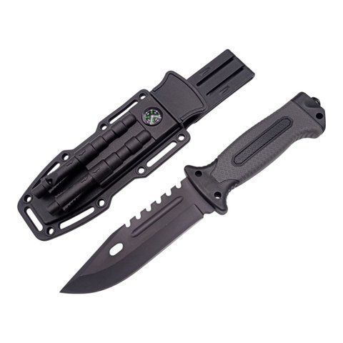 Тактический охотничий нож Columbia 4508 с огнивом и точилкой + Чехол 26см Black (7_02638) 7_02638 фото