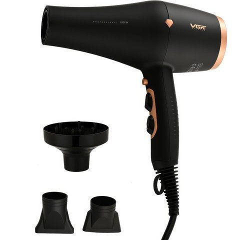 Фен для волос VGR V-462 с диффузором и концентратором 2600W Black (3_05697) 3_05697 фото