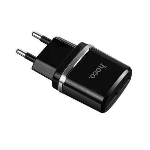 Мережевий зарядний пристрій Hoco C12 2.4A 2xUSB Black (7_01692) 7_01692 фото