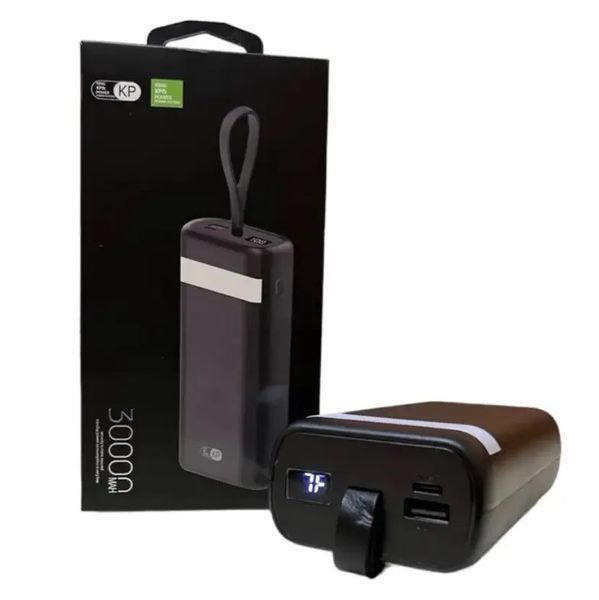 Зовнішній акумулятор Power Bank King Power KP30 LCD LED Ліхтарик 30000 mAh Black (3_02402) 3_02402 фото
