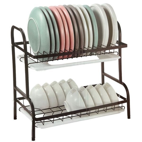 Сушка для посуды RIAS Double Layered Kitchen Rack настольная 2 яруса с поддонами 42.5&times;24.5&times;39.5 см Black (3_06780) 3_08678 фото