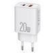 Зарядний пристрій Celebrat C-H15 Fast Charger USB+Type-C 20W White (3_08318) 3_08318 фото 1