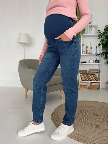 Джинси для вагітних WOW MOM з защипами Сині 46 (3840) 3840_46 фото