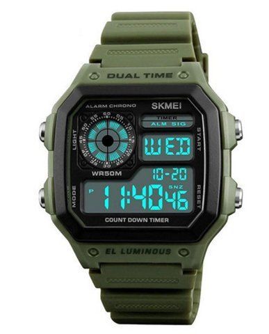 Наручные мужские часы Skmei 1299AG Dual Time Army Green (7_01397) 7_01397 фото